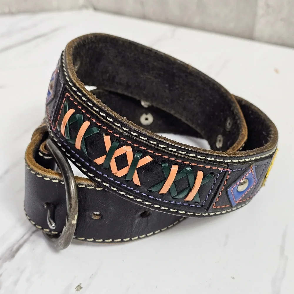 Gap Womens M Leather Belt Western Style Colorful Accents‎ Fashion Belt Boho Belt
